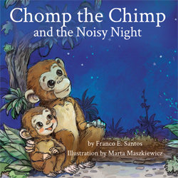 Draft cover for Chomp the Chimp and the Noisy Night