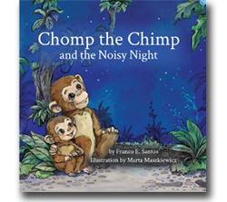 Cover for Chomp the Chimp and the Noisy Night, a children's picture book