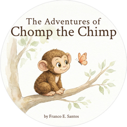 Cover for the first book of the children's picture book series, The Adventures of Chomp the Chimp