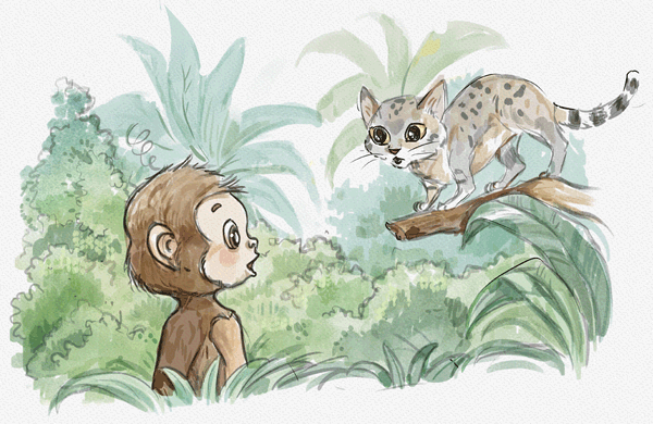 Chomp the Chimp and Cara the Cat in Chomp the Chimp and the Noisy Night