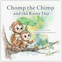 For Educators: Chomp the Chimp with friends Rob the Frog and Tom the Duck from book 2, Chomp the Chimp and the Rainy Day